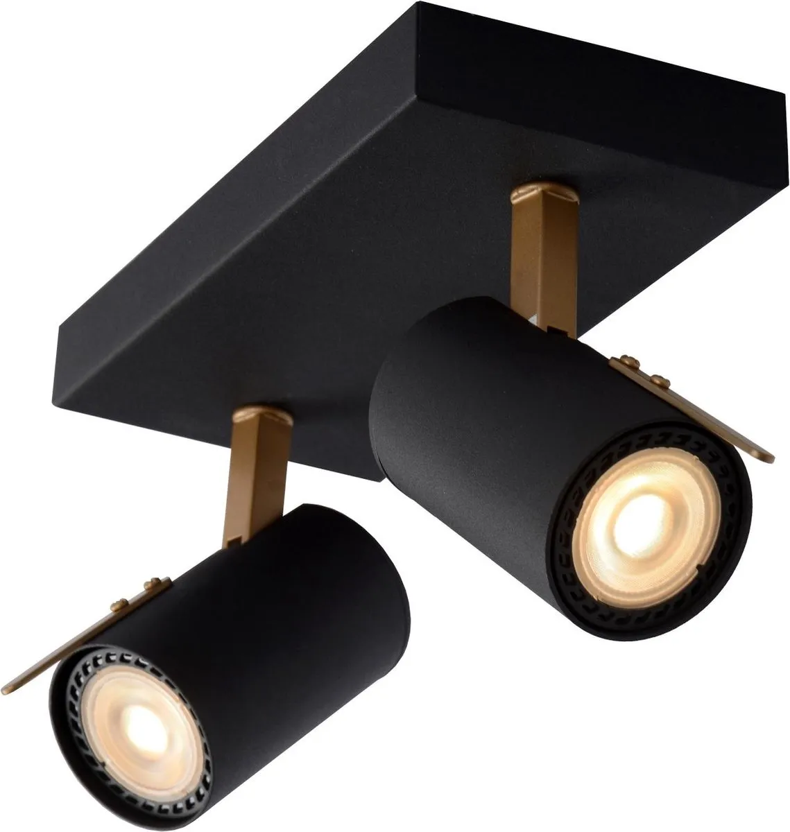 Lucide GRONY Plafondspot - LED Dim to Warm 2x5W 2200K/3000K - Zwart