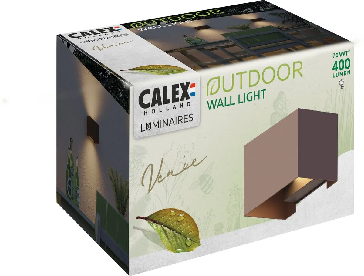 Calex LED Wandlamp Venice 2 Stuks - 7W Warm Wit - Brons