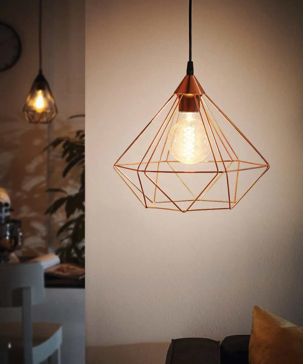 Eglo Tarbes Hanglamp E27 - Ø32,5cm - Zwart/Koper
