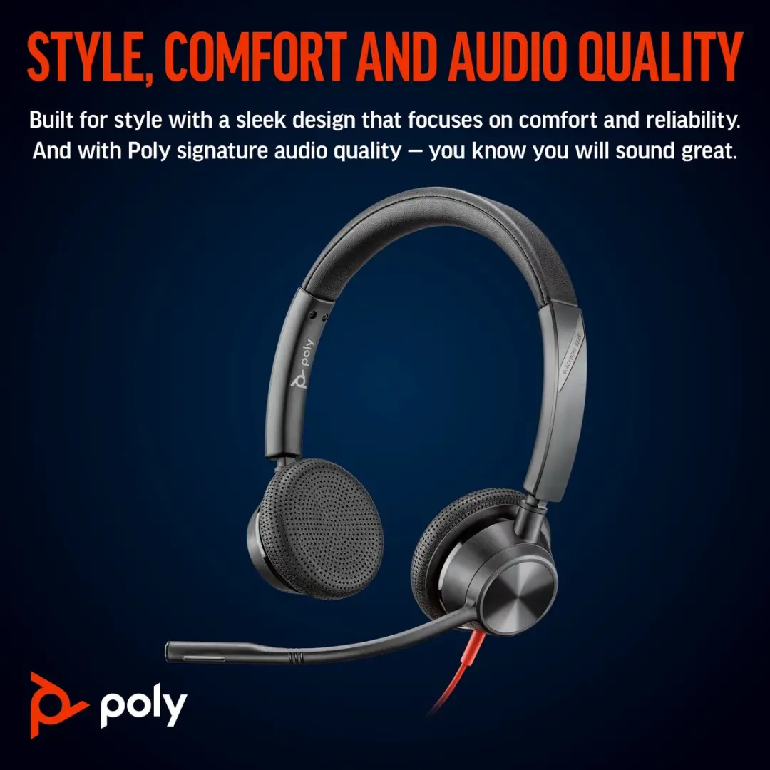 HP Poly Blackwire C3325 Headset - Zwart