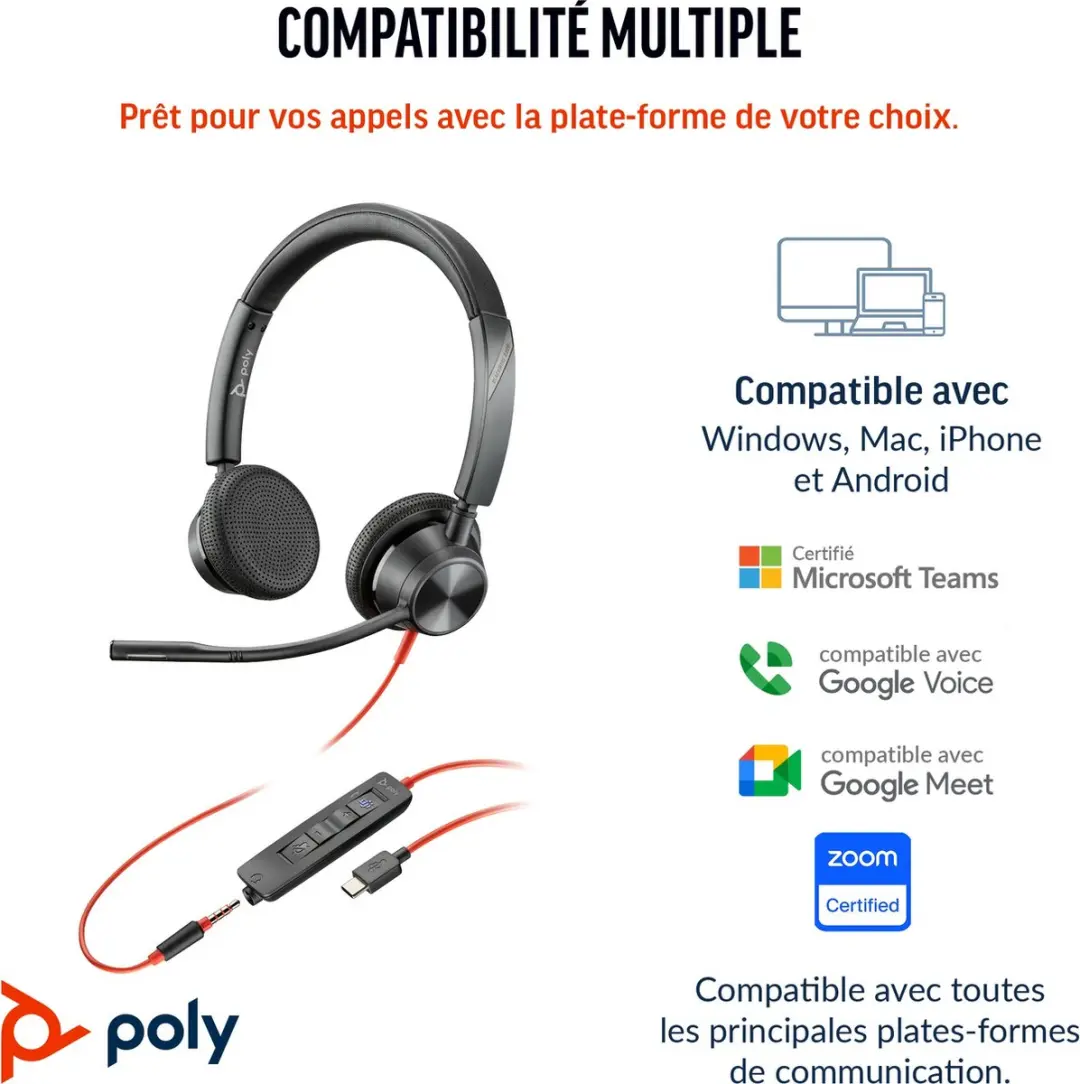 HP Poly Blackwire C3325 Headset - Zwart - afbeelding 6 van 6