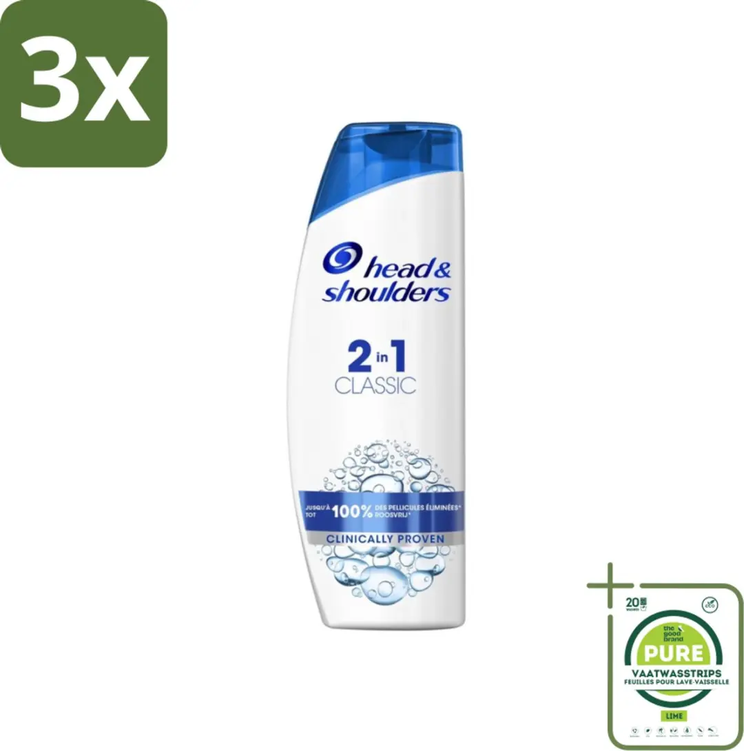 Head & Shoulders Classic 2in1 Anti-Roos Shampoo & Conditioner 270ml - 3 Stuks