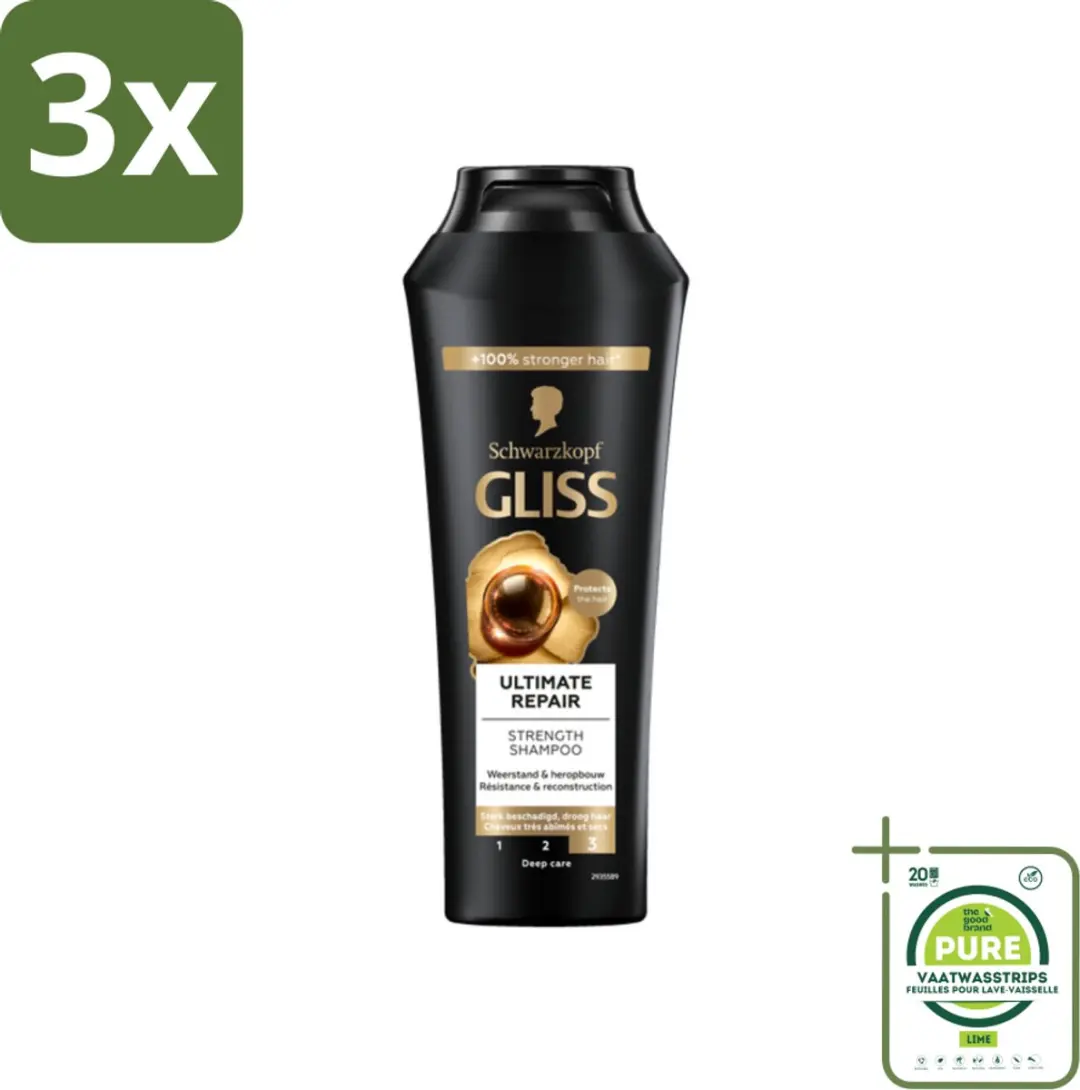 Schwarzkopf Gliss Ultimate Repair Shampoo 750ml - 3 Stuks