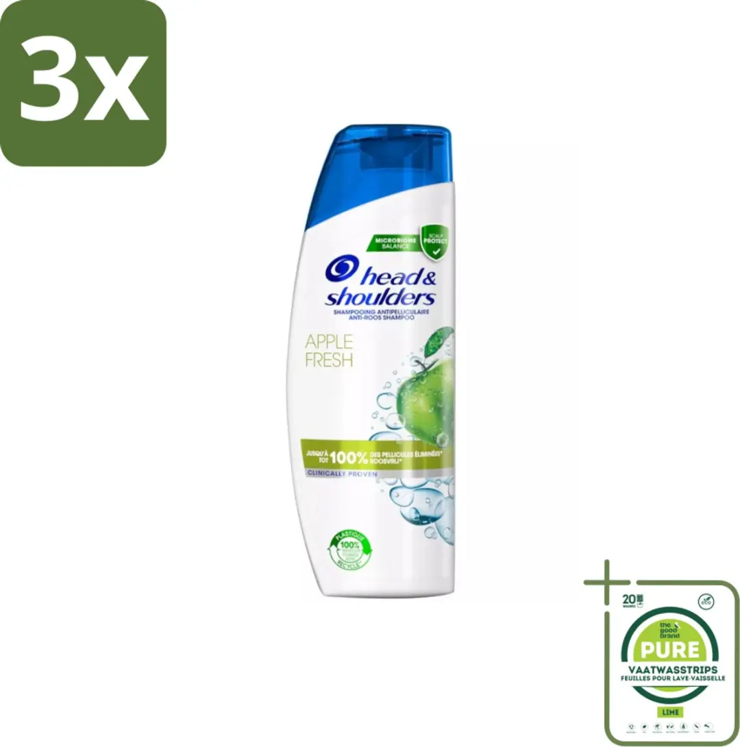 Head & Shoulders Anti-Roos Shampoo Apple Fresh 285ml - 3 Stuks