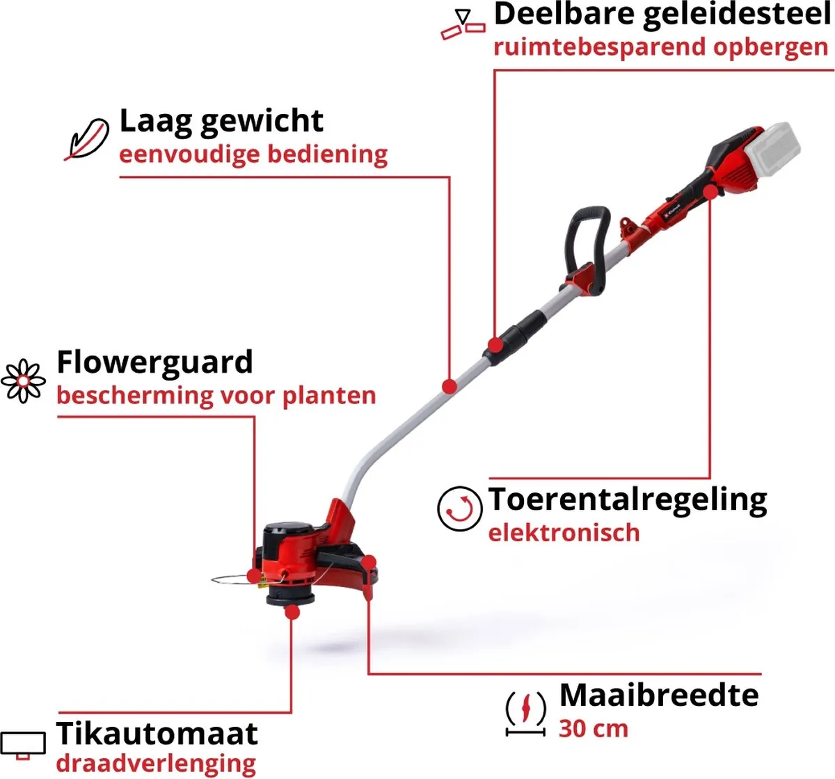 Einhell Accu Grastrimmer GE-CT 36/30 Li E-Solo - 36V - 30cm Maaidiameter
