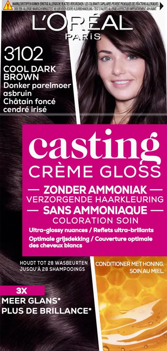 L'Oréal Paris Casting Crème Gloss 3102 Cool Dark Brown - 3 Stuks