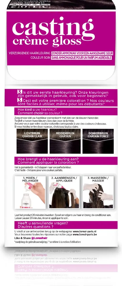 L'Oréal Paris Casting Crème Gloss 3102 Cool Dark Brown - 3 Stuks