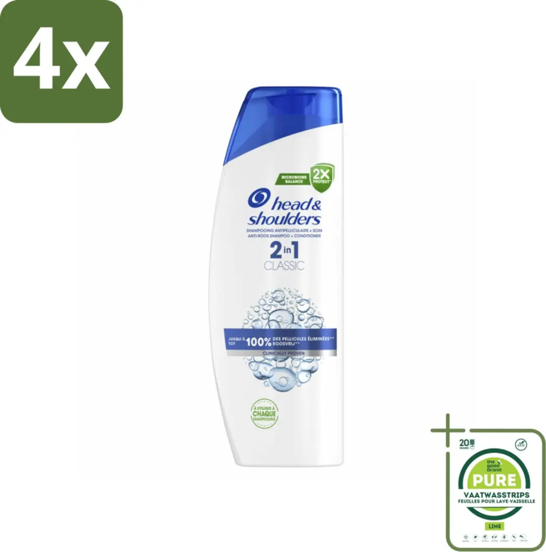 Head & Shoulders Classic Roosvrij Shampoo 400ml - 4 Stuks