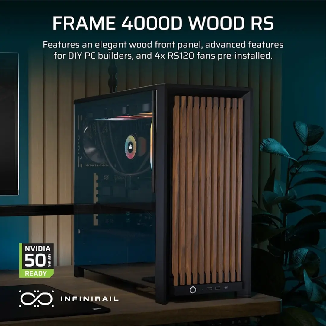 Corsair FRAME 4000D RS PC-behuizing - Walnut - Zwart - afbeelding 6 van 6