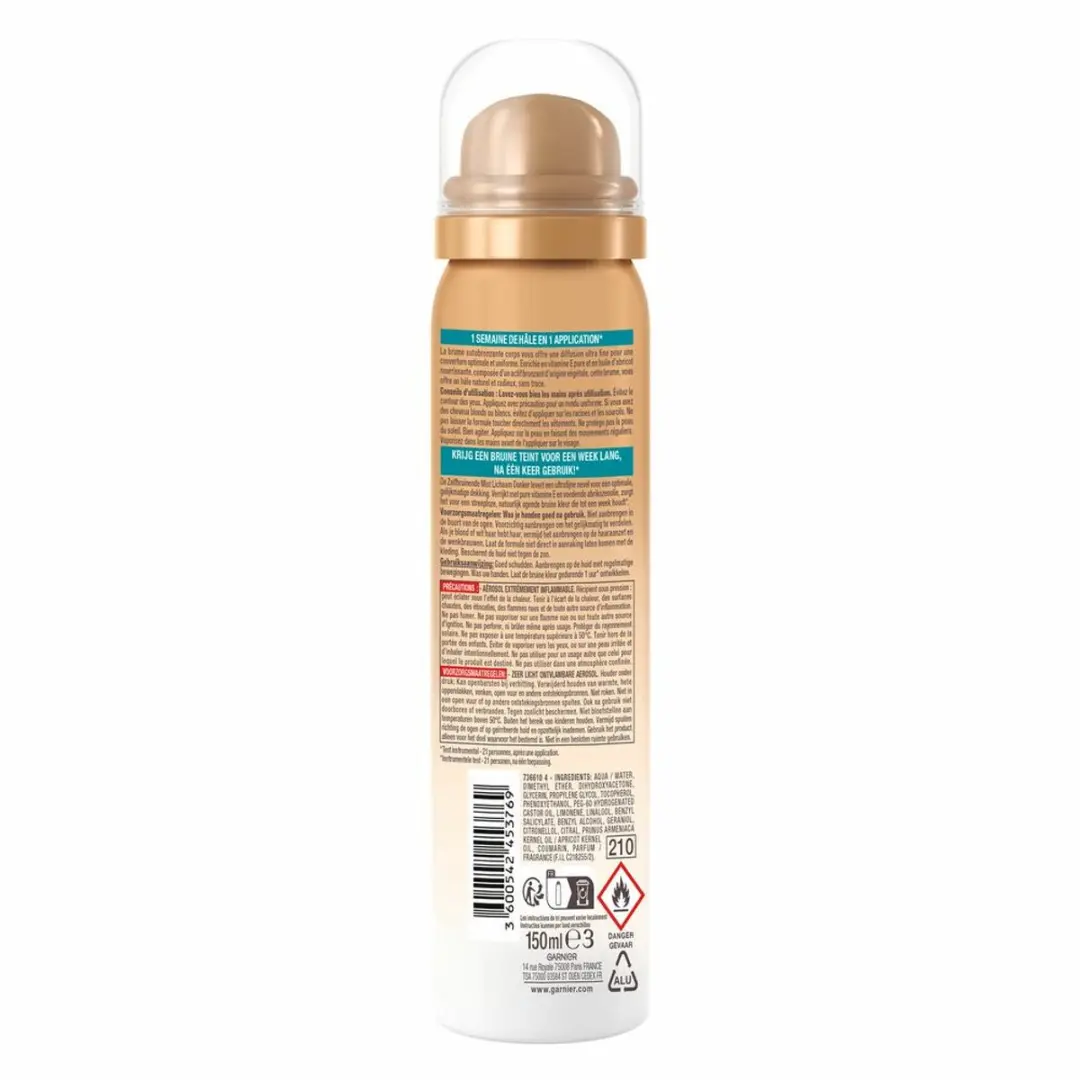 Garnier Ambre Solaire Natural Bronzer Zelfbruinende Body Mist - 20 Stuks