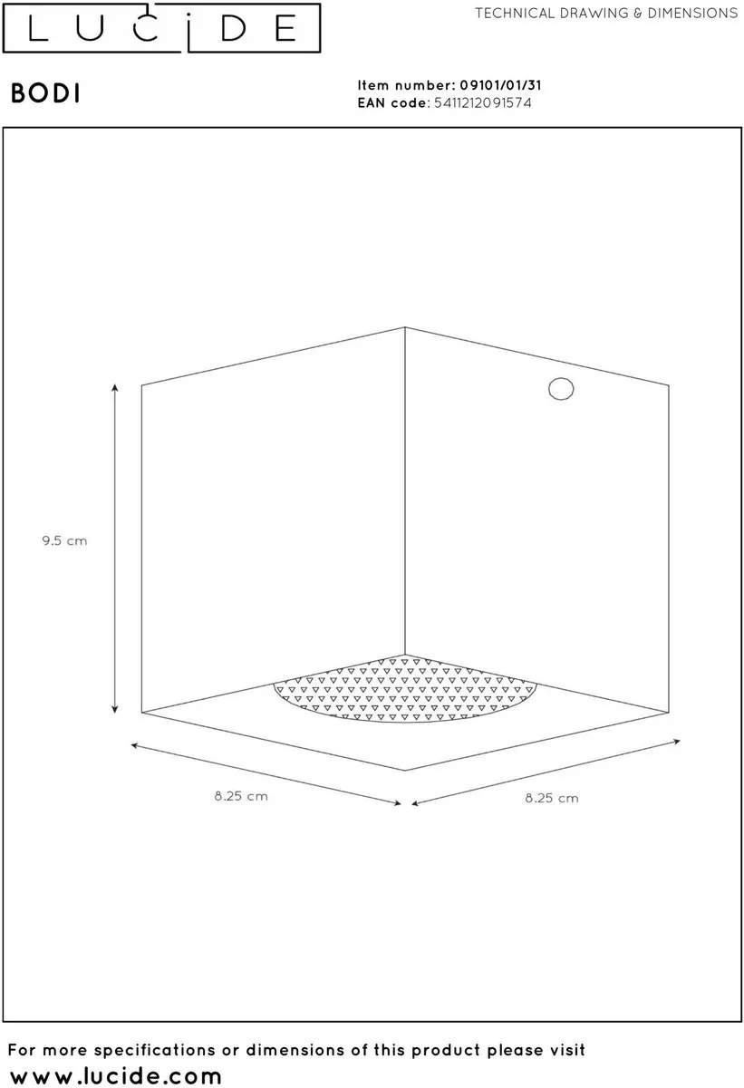 Lucide BODI Plafondspot GU10 - Wit - afbeelding 6 van 6