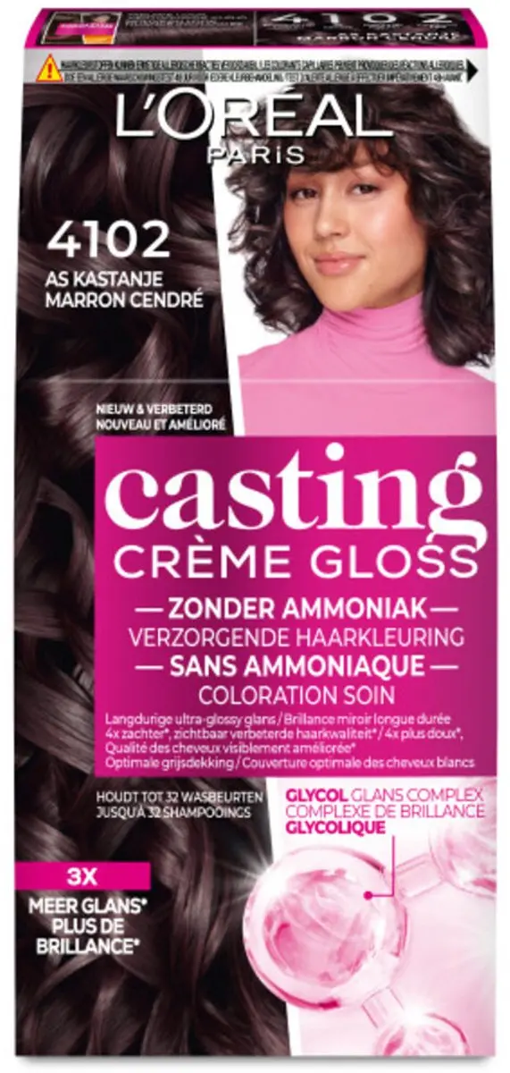 L'Oréal Paris Casting Crème Gloss 4102 Parelmoer Kastanjebruin - 3 Stuks