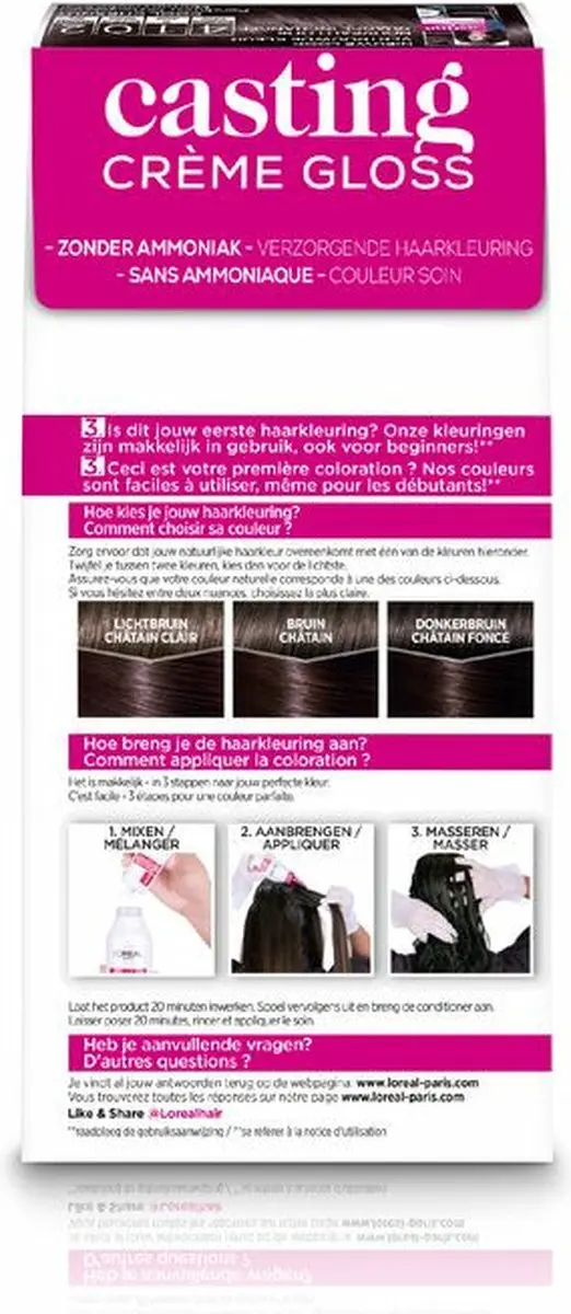 L'Oréal Paris Casting Crème Gloss 4102 Parelmoer Kastanjebruin - 3 Stuks