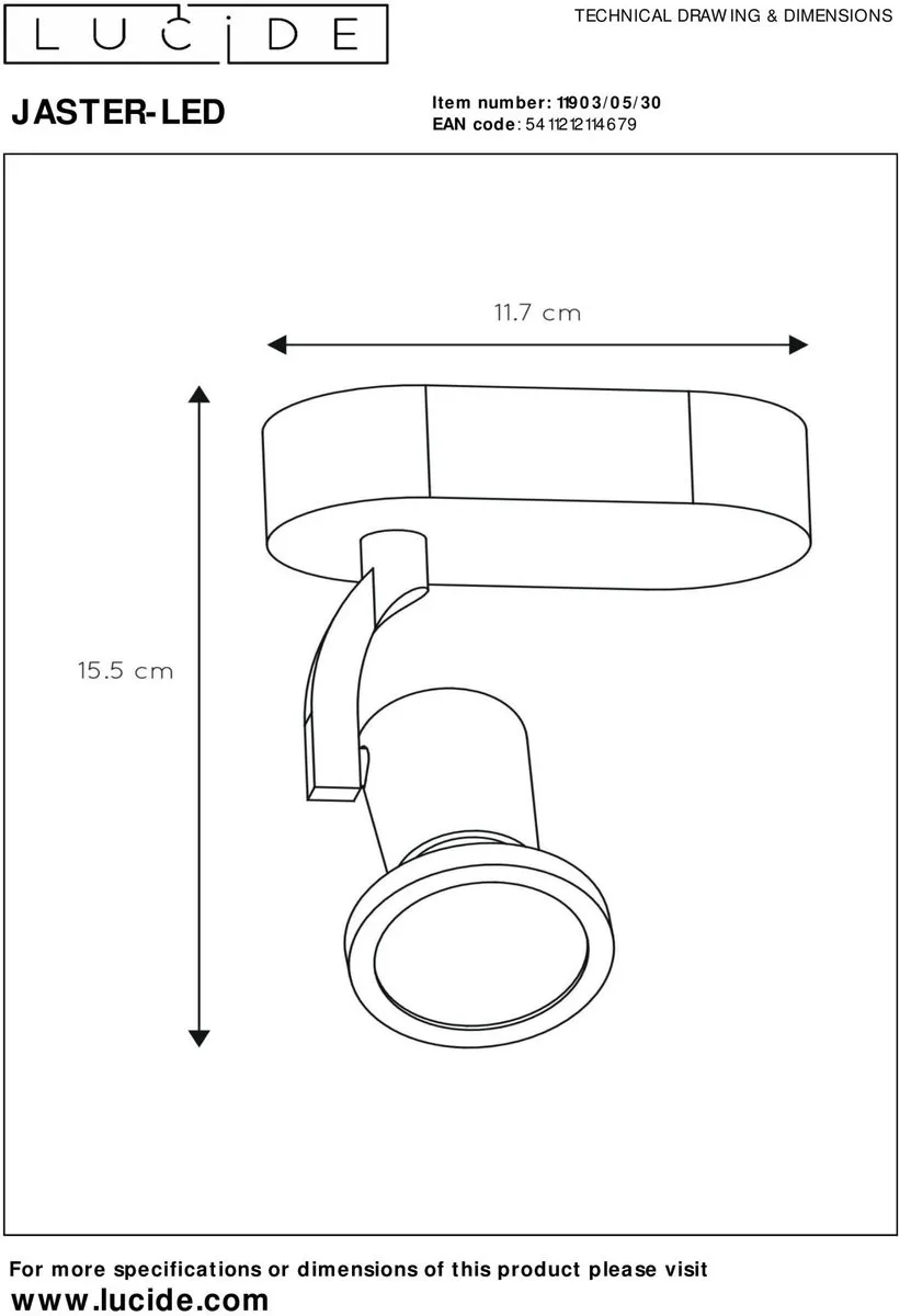 Lucide JASTER-LED Plafondspot GU10 5W - Zwart