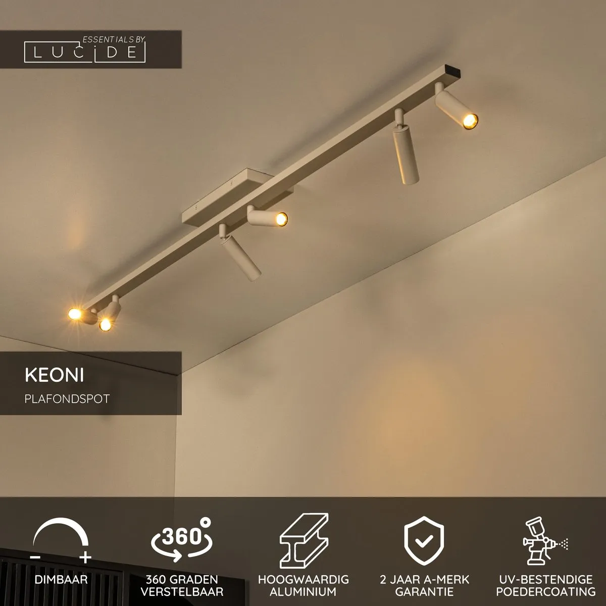 Lucide Keoni Plafondspot 6xG9 - Taupe