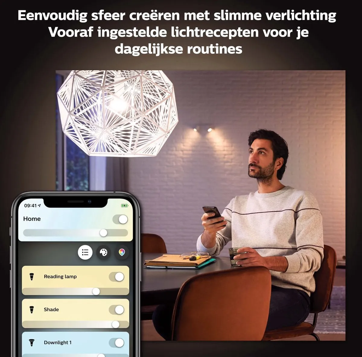 Philips Hue Starterspakket - GU10 - met 4 Spotjes - Warmwit Licht - Incl. 1 Hue Bridge, 1 Hue Bewegingssensor voor Binnen - Hue White