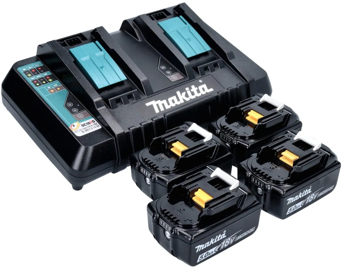 Makita DHW 080 PT4K Hogedrukreiniger 36V - 80 bar 380l/u - 4x 5.0Ah + dubbele lader