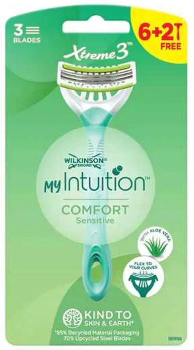 Wilkinson MyIntuition Xtreme 3 Comfort Sensitive Wegwerpscheermesjes - 8 Stuks - Groen - afbeelding 2 van 2