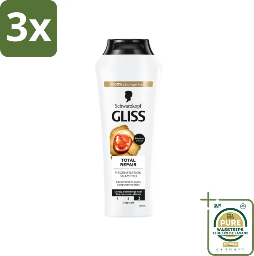 Schwarzkopf Gliss Kur Total Repair Shampoo 750ml - 3 Stuks
