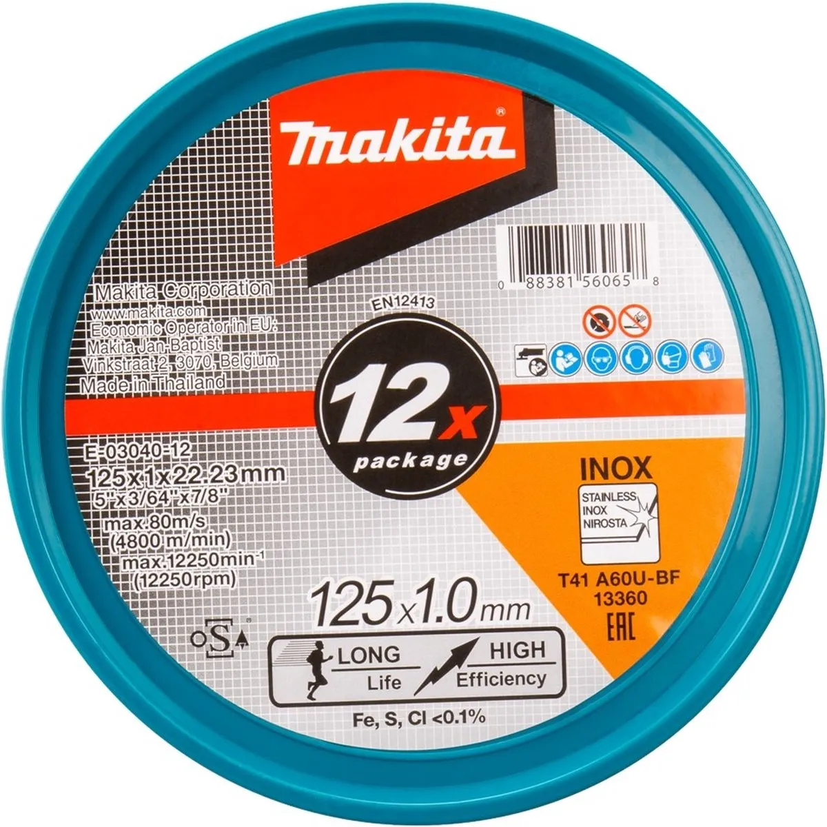 Makita E-03040-12 Doorslijpschijf RVS 125mm