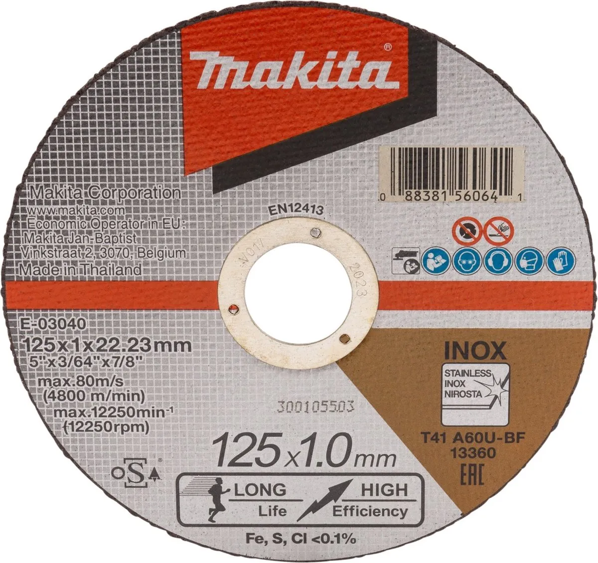 Makita E-03040-12 Doorslijpschijf RVS 125mm