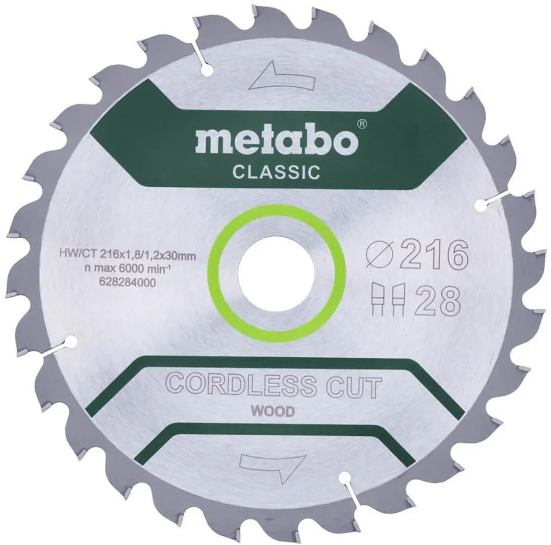 Metabo Cordless Cut Wood Cirkelzaagblad 216mm