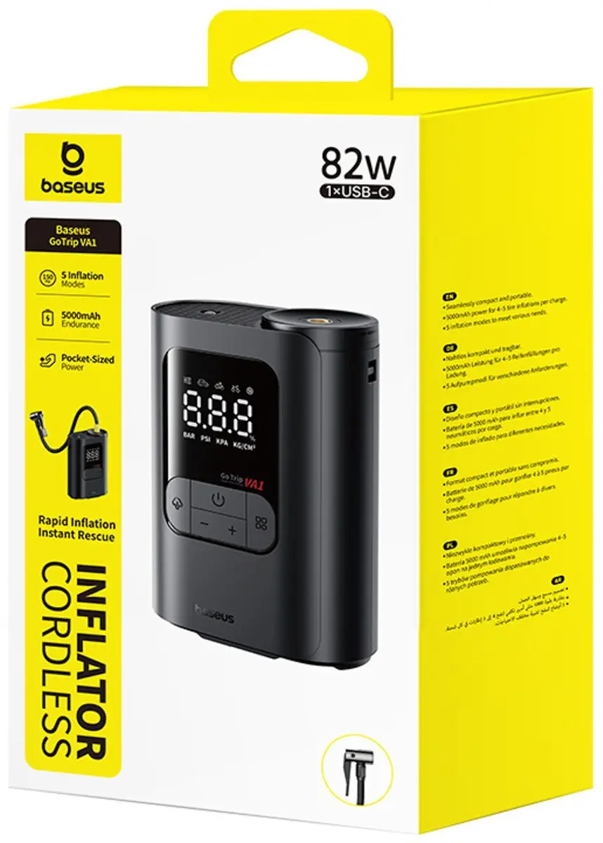 Baseus Gotrip VA1 Draadloze Compressor - Universeel - Zwart