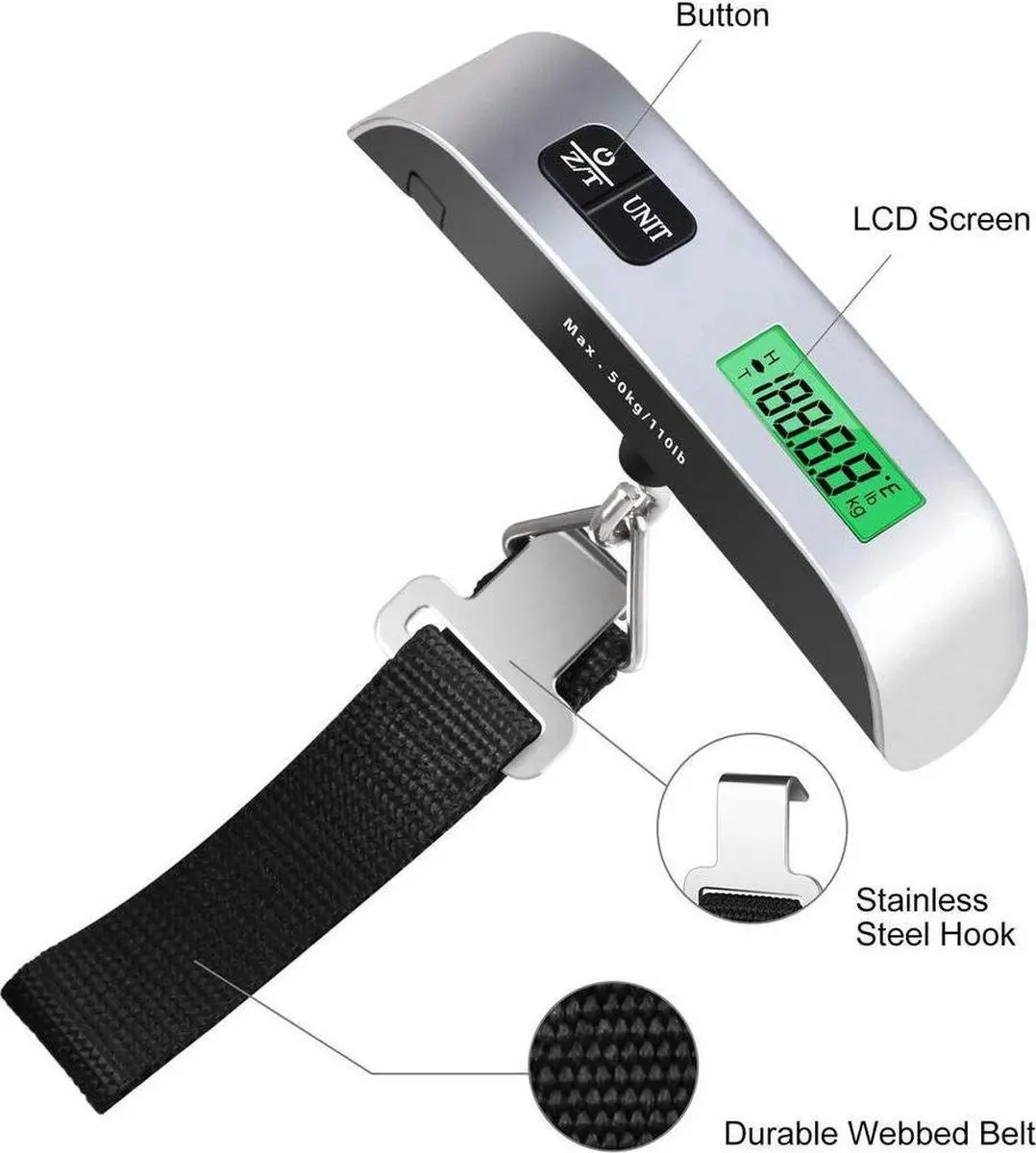 Konig Digitale Bagageweegschaal HC-LS10N 50kg - Thermometer