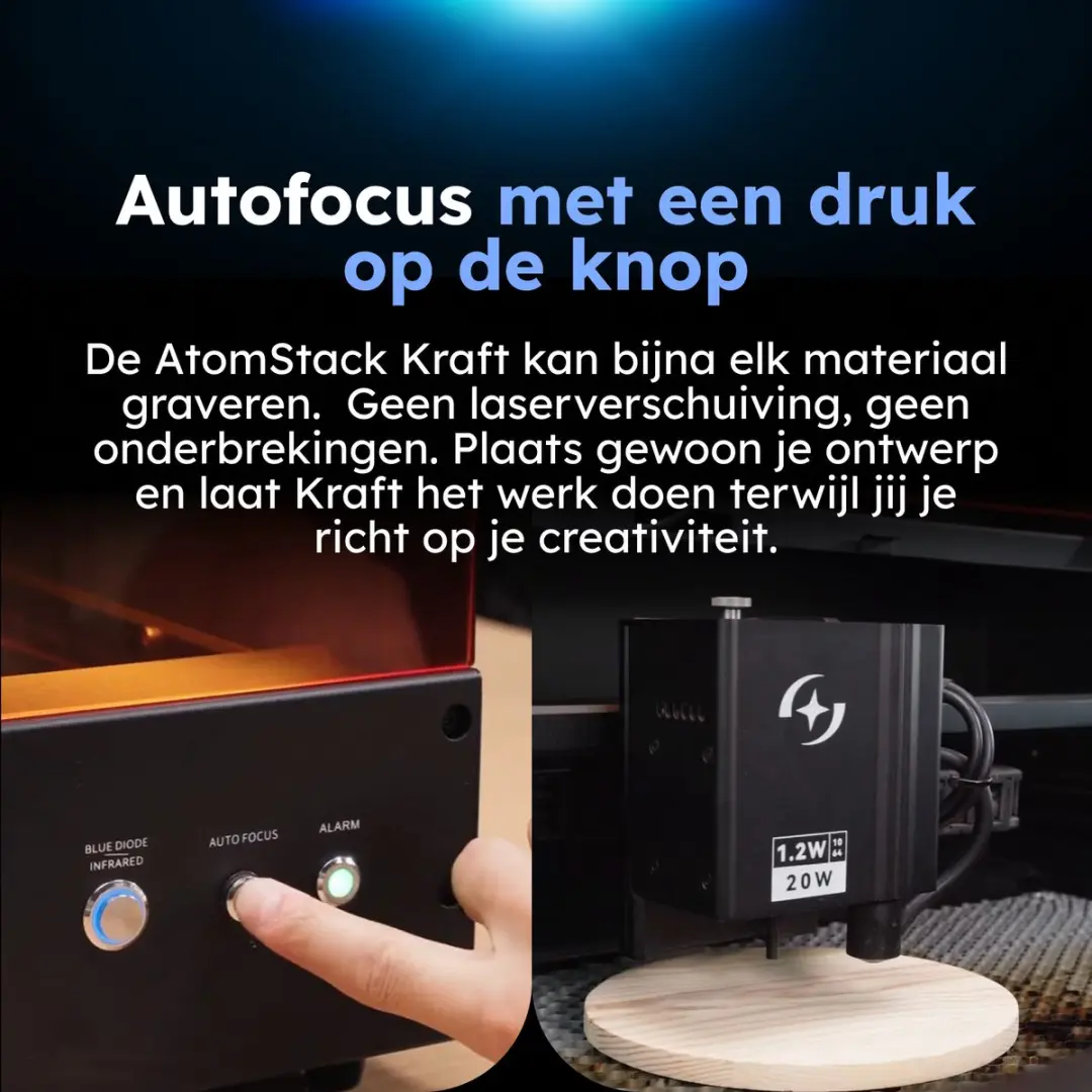 AtomStack Kraft Dubbele Lasersnijder 20W + 1,2W IR - 50x32cm