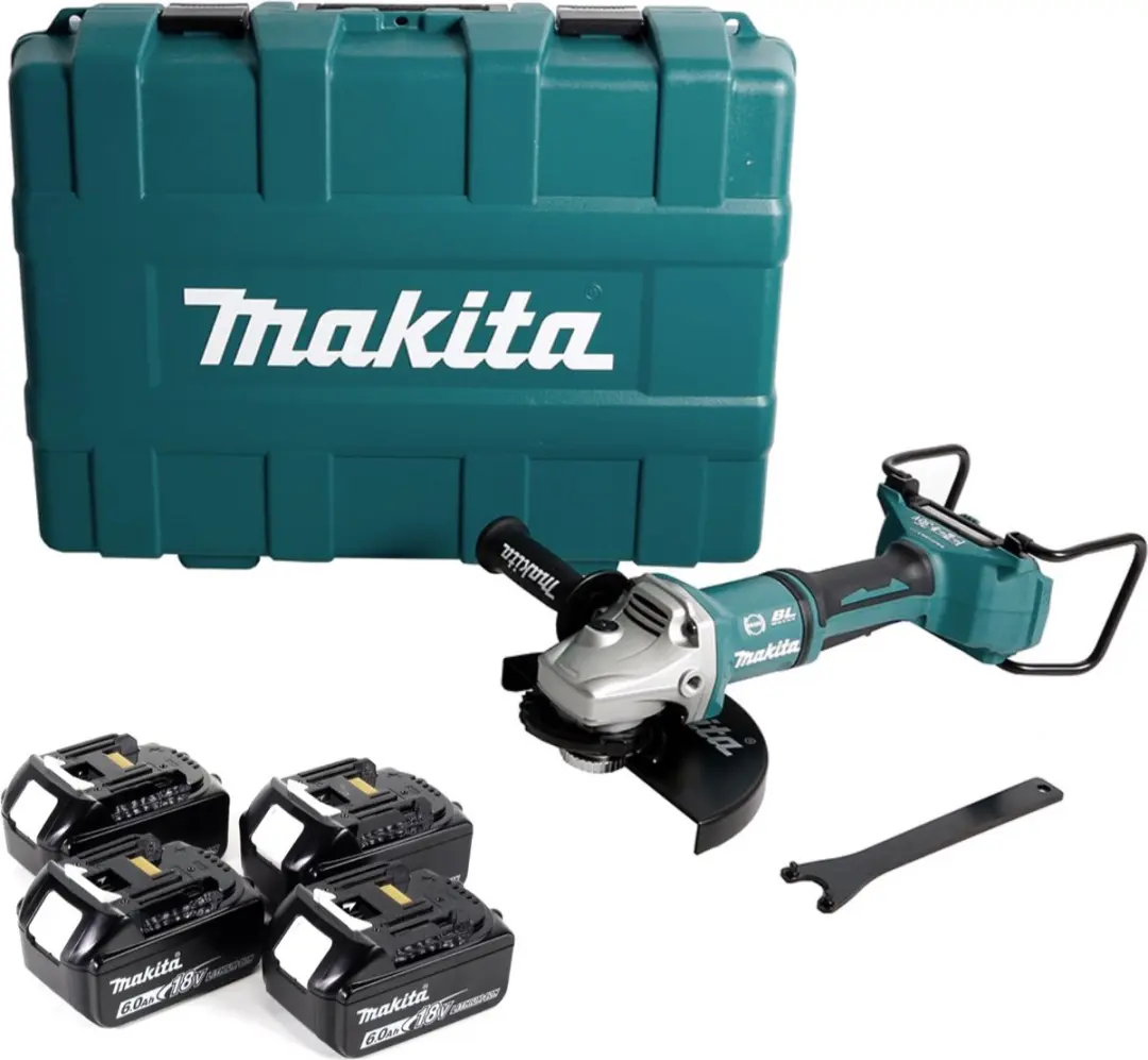 Makita DGA900G4KX2 Haakse Slijper 230mm - 4x 6,0Ah Accu + Koffer