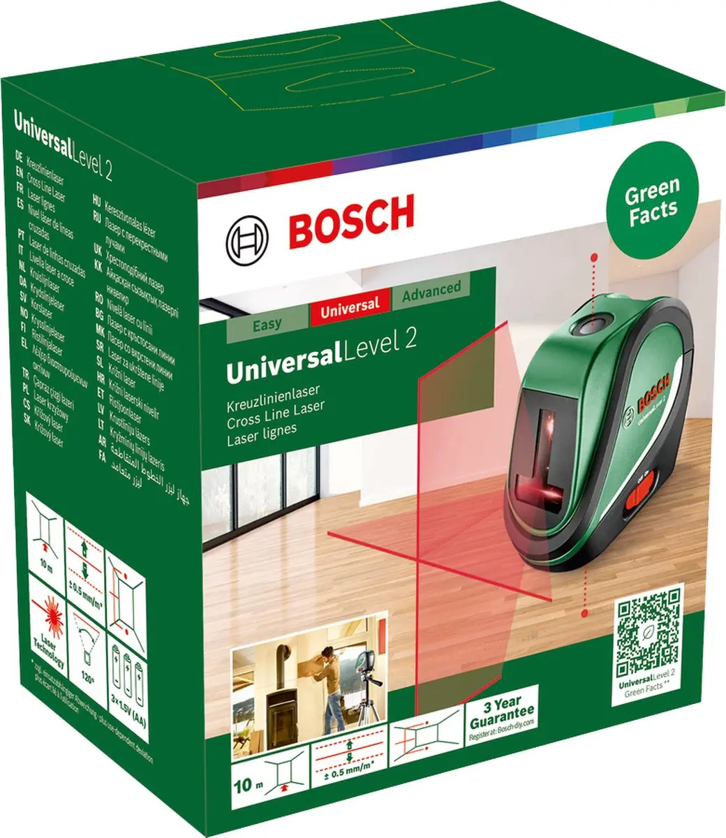 Bosch UniversalLevel 2 Kruislijnlaser 0603663802 - 3x batterijen - afbeelding 5 van 6