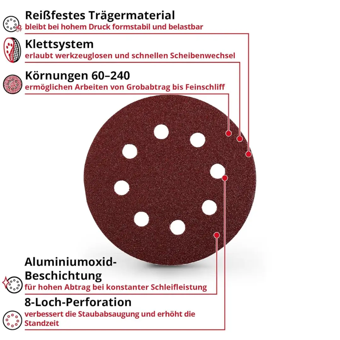 Einhell Schuurschijven Ø125mm 50-delig - Aluminiumoxide - afbeelding 6 van 6