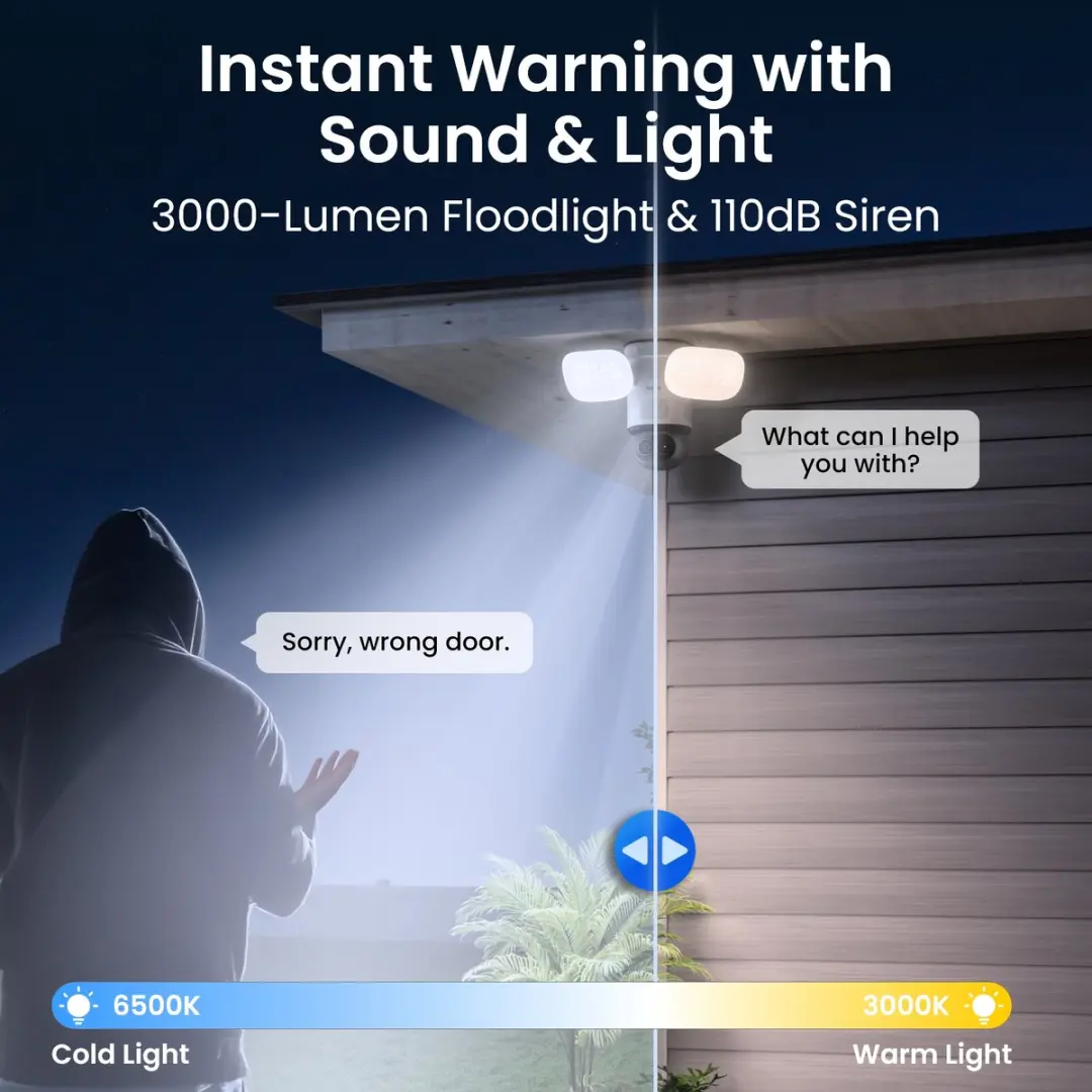 Reolink Floodlight F850W Beveiligingscamera - 4K - 360° Automatisch Volgen - Wit/Zwart