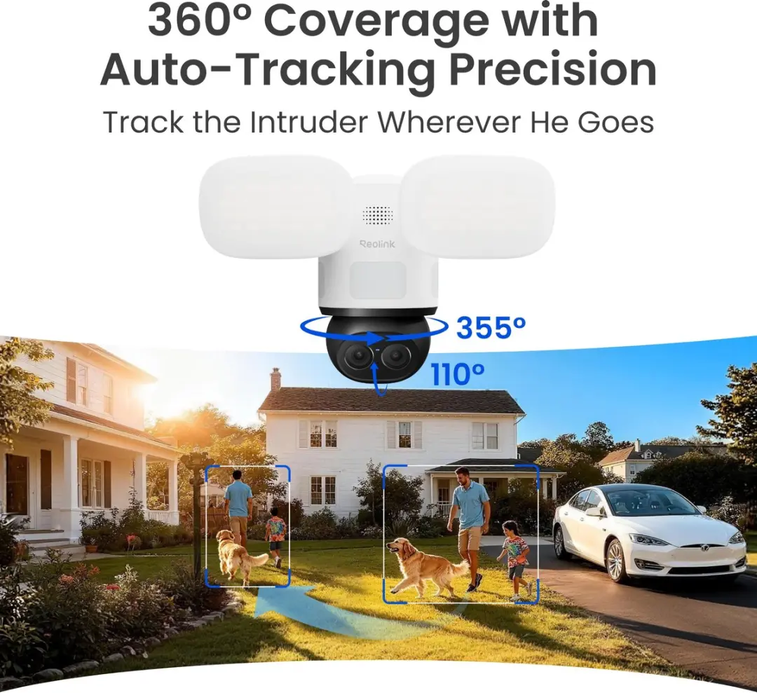 Reolink Floodlight F850W Beveiligingscamera - 4K - 360° Automatisch Volgen - Wit/Zwart