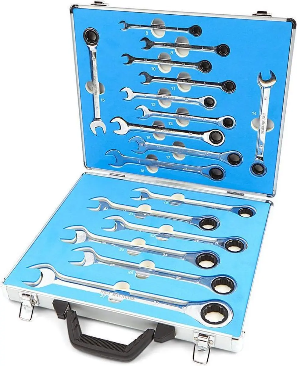 HBM Machines Ring- en Steeksleutelset 17-delig 9135