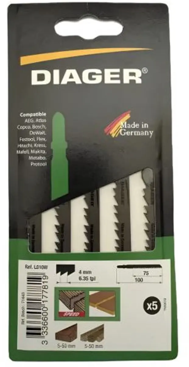 Diager Decoupeerzaagblad Hout 5-50mm - 5 Stuks