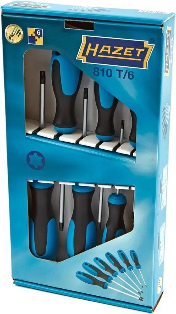 Hazet 6-delige Torx Schroevendraaierset 810T/6 - T10/T15/T20/T25/T27/T30