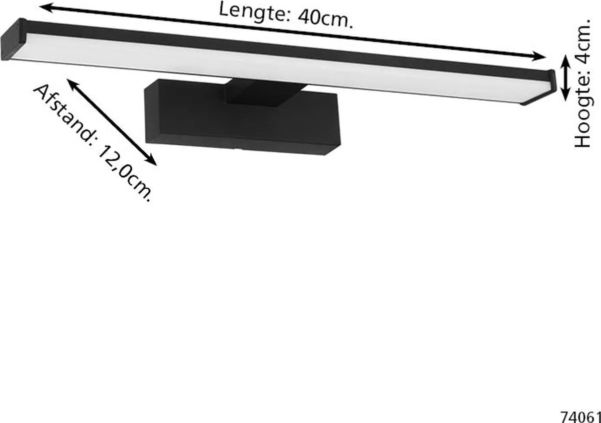 EGLO Galenzana-E Spiegellamp - Badkamer - LED - 40 cm - Zwart/Wit