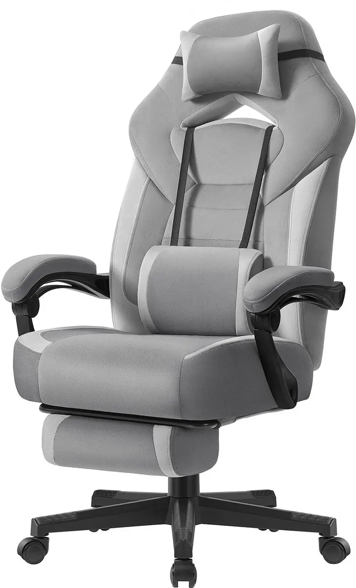 Songmics OBG077G02 Gaming Stoel - Grijs - Met Voetsteun