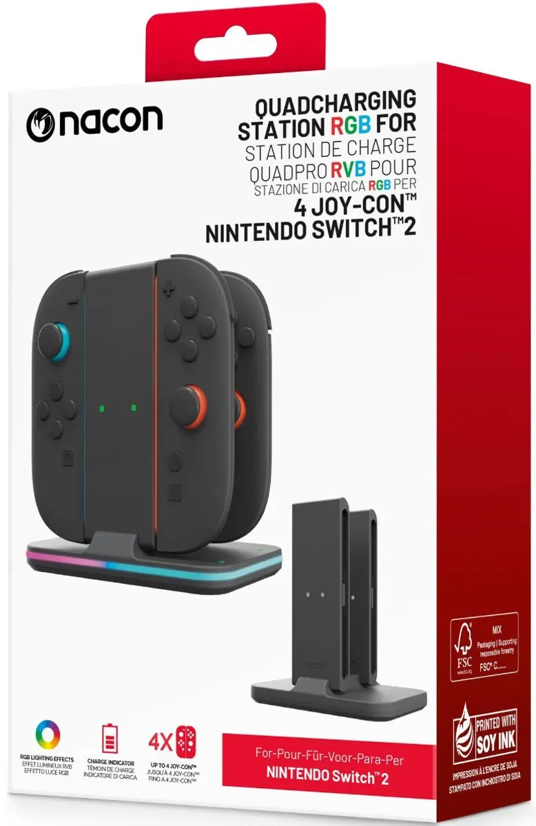 Nacon Quadpro Oplaadstation Nintendo Switch 2 - 4x Joy-Con - Zwart