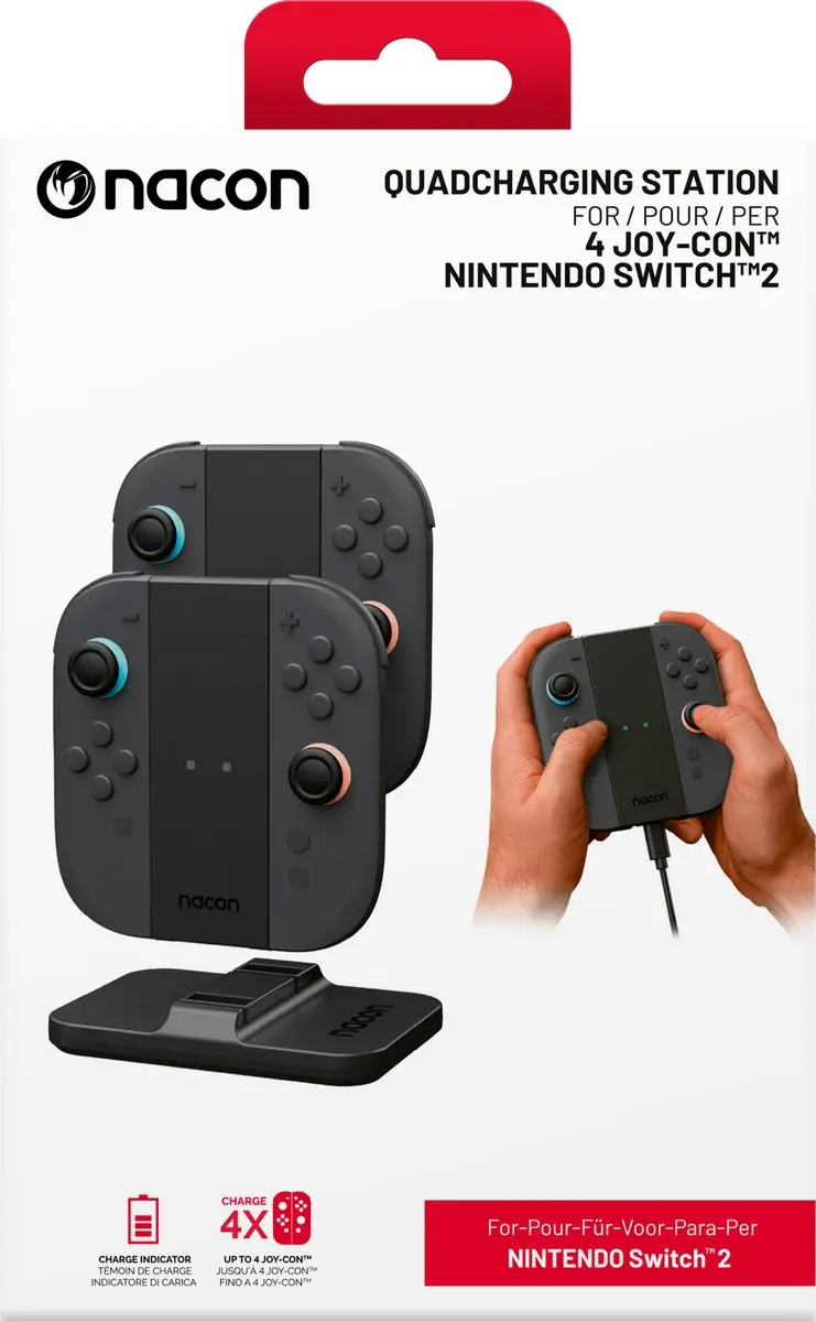 Nacon Quadpro Oplaadstation Nintendo Switch 2 - 4x Joy-Con - Zwart