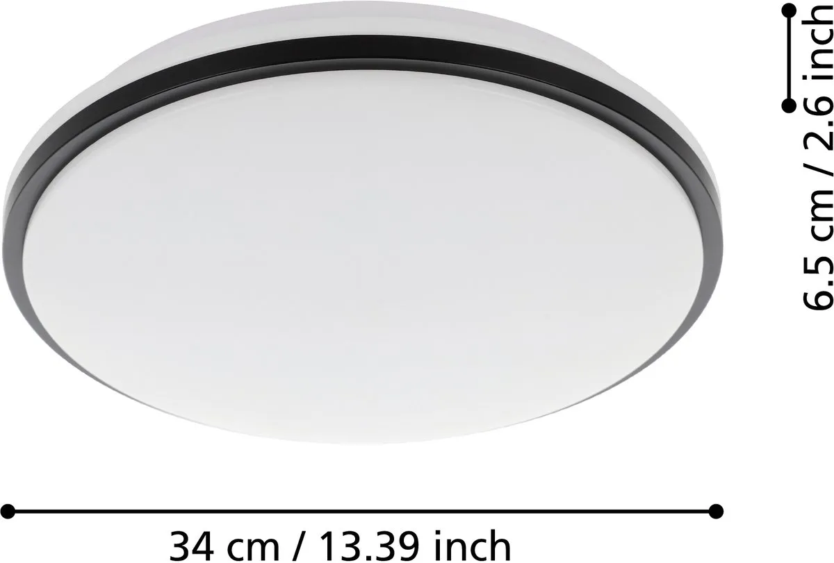 Eglo Pinetto Plafondlamp LED - 34cm - Zwart/Wit