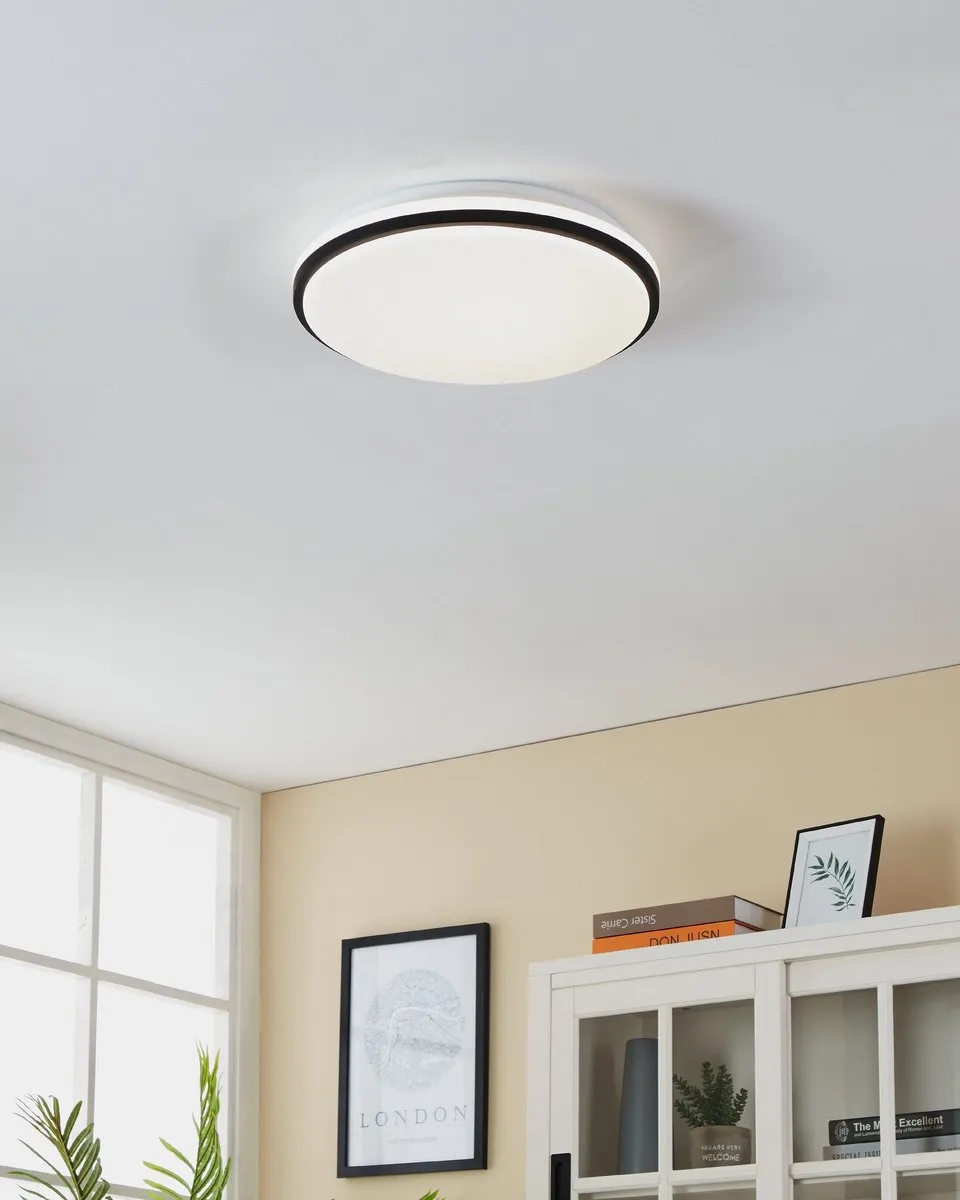 Eglo Pinetto Plafondlamp LED - 34cm - Zwart/Wit