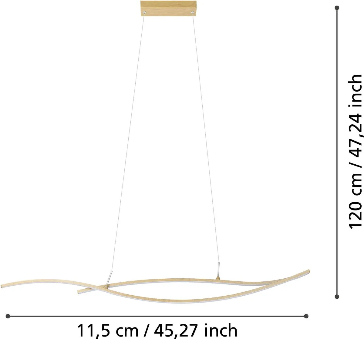 Eglo Grisolia Hanglamp - 115cm - Bruin/Wit
