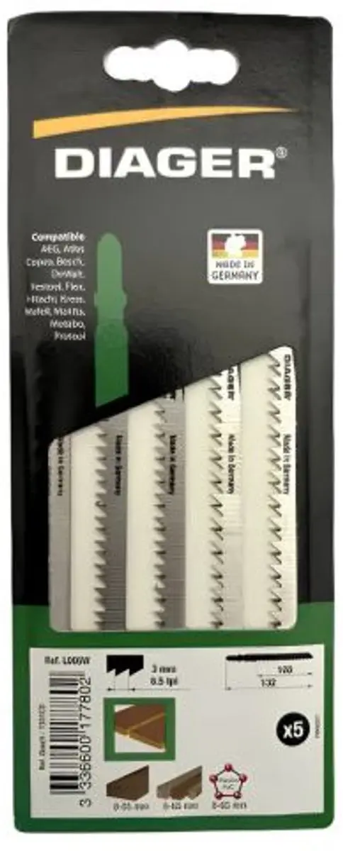 Diager Decoupeerzaagblad Hout/Plastic 8-65mm - 5 Stuks