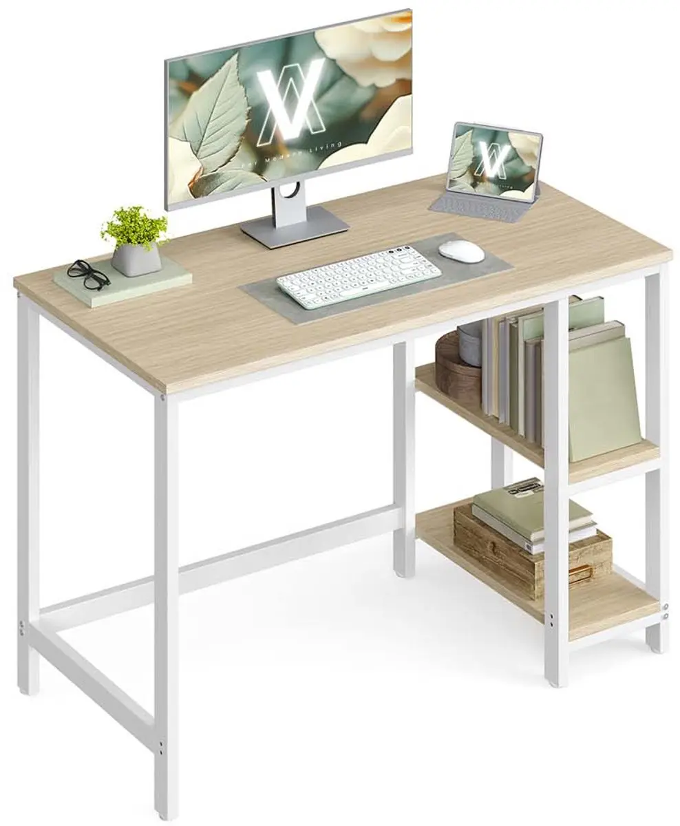 Songmics Kantoortafel 100x50cm Naturel Beige-Wit