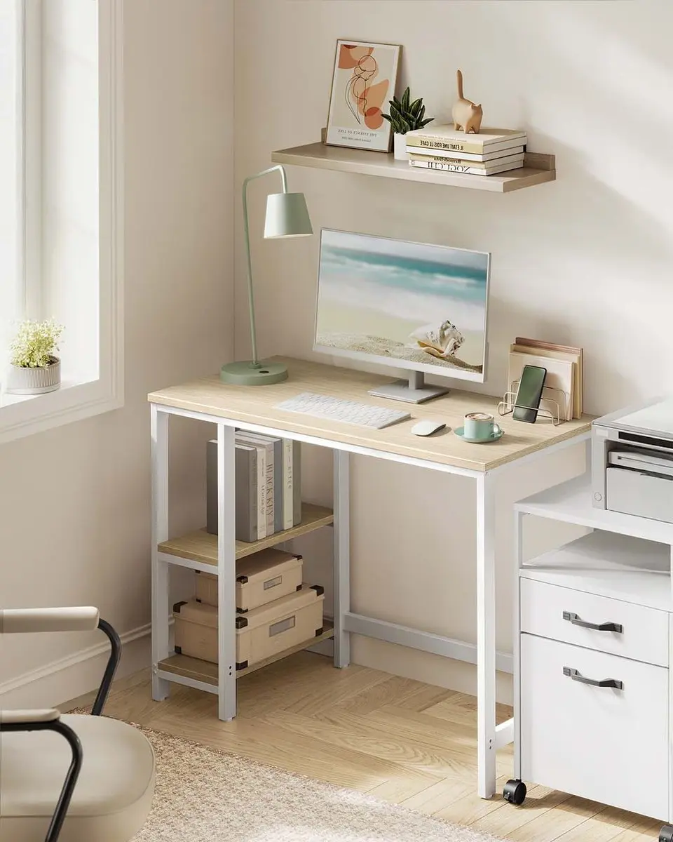Songmics Kantoortafel 100x50cm Naturel Beige-Wit