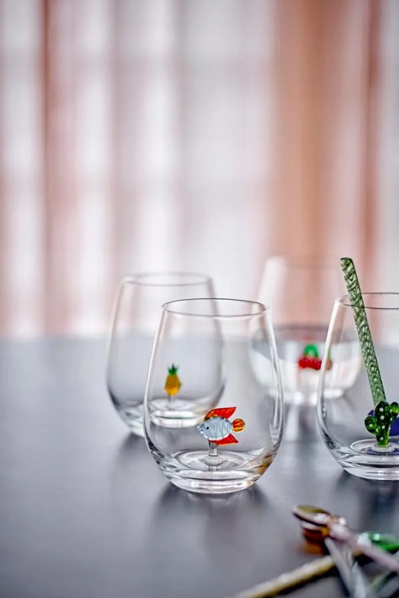 Bloomingville Misa Drinkglas met Cactus - 560ml - Transparant
