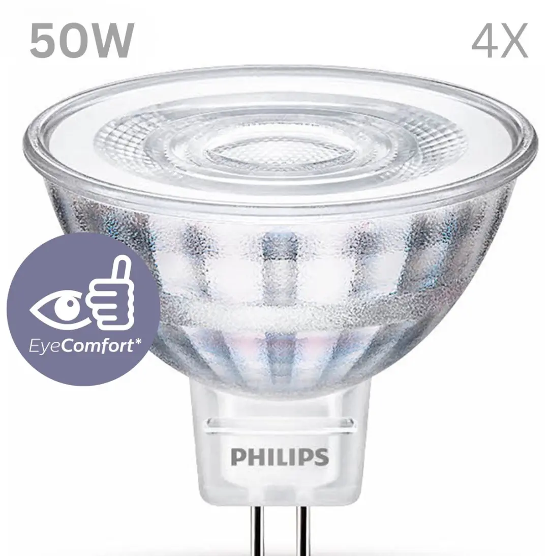 Philips LED GU5.3 MR16 7W Dimbaar Warmwit - 4 Stuks