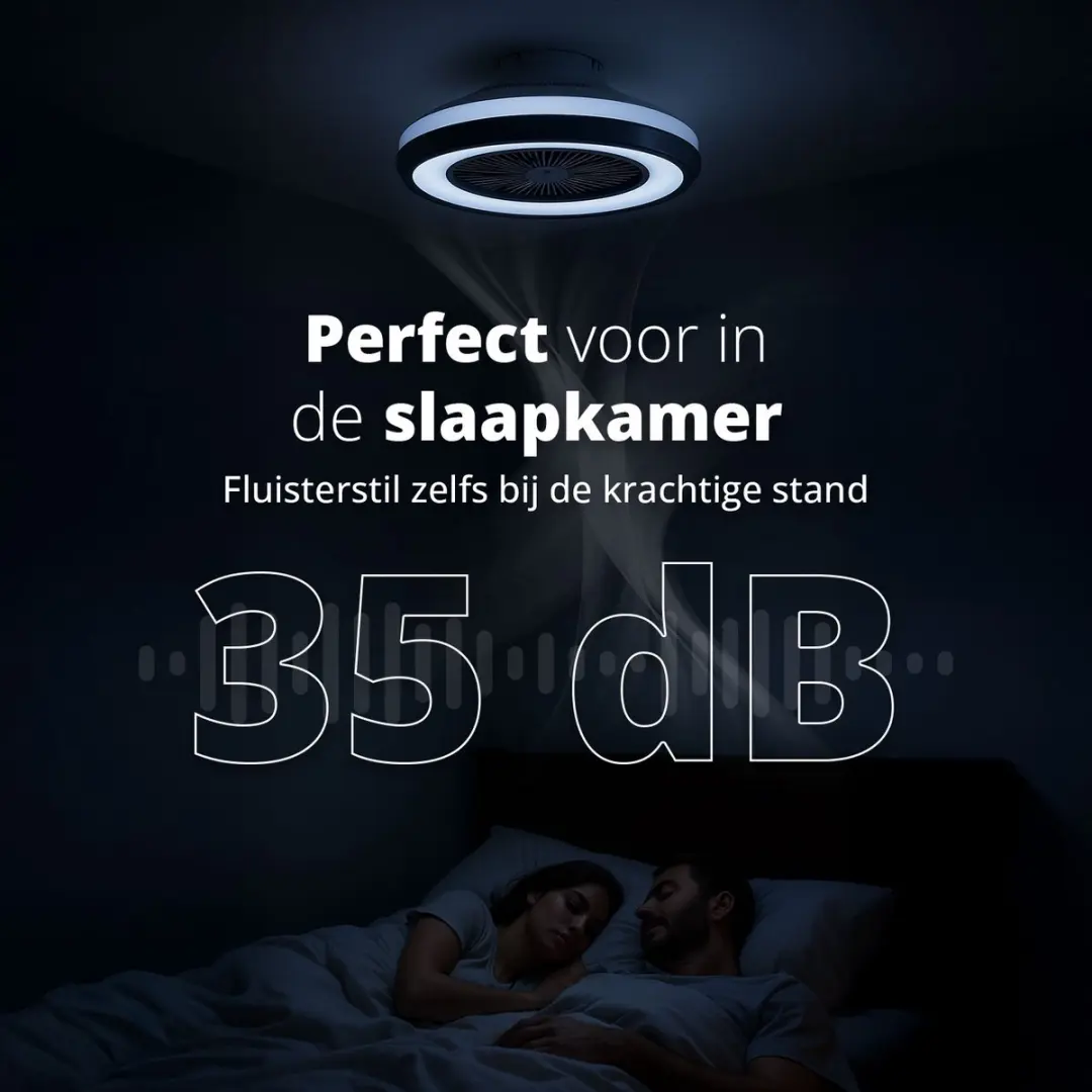 FlinQ LumiFan Ø56cm Plafondventilator - 5 Bladen - 6 Standen - Zwart